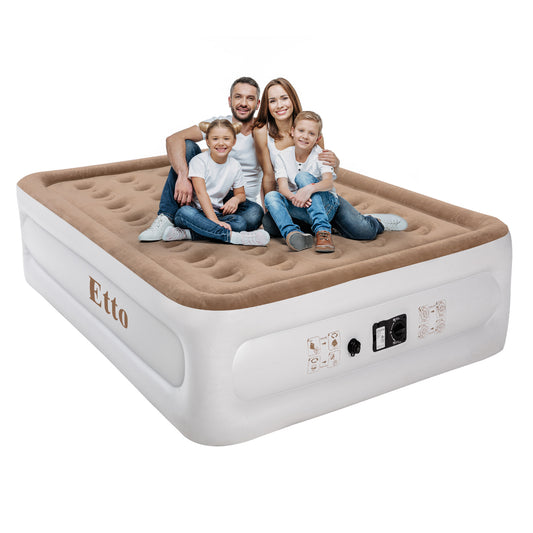 Etto Air Mattress,18 inch Inflatable Airbed Luxury Double High Self Inflation Deflation Queen Air Mattress withUpgraded Built-in Pump, Blow Up Guest Bed for Home Portable Camping Travel,650lb MAX