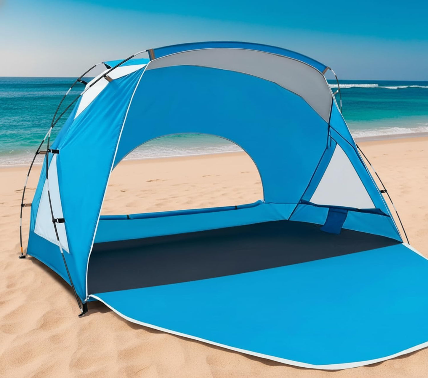 Beach Tent, Portable Sun Shelter for 2/3/4/6-8 Person with UPF 50+ UV Protection, Easy Setup Waterproof Beach Shade Canopy Cabana for Family Outdoor and Picnics, Fishing with Carrying Bag
