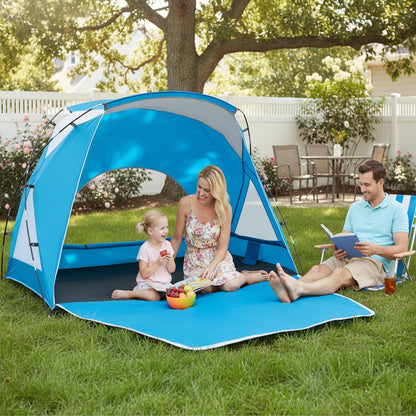 Beach Tent, Portable Sun Shelter for 2/3/4/6-8 Person with UPF 50+ UV Protection, Easy Setup Waterproof Beach Shade Canopy Cabana for Family Outdoor and Picnics, Fishing with Carrying Bag